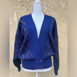 Basler Women’s Slouchy Cardigan Wool Blend Blue